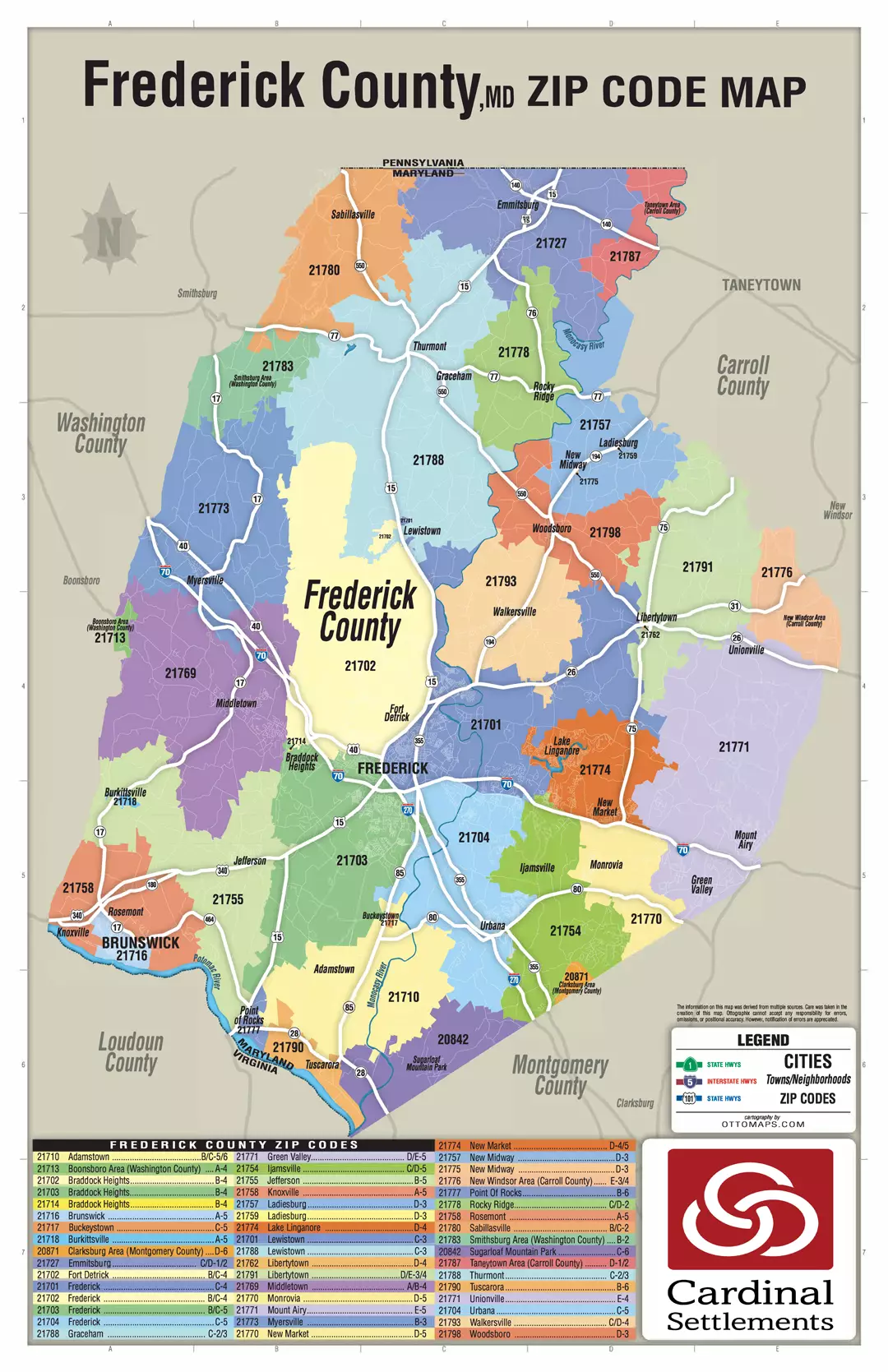 Frederick County Zip Code Map